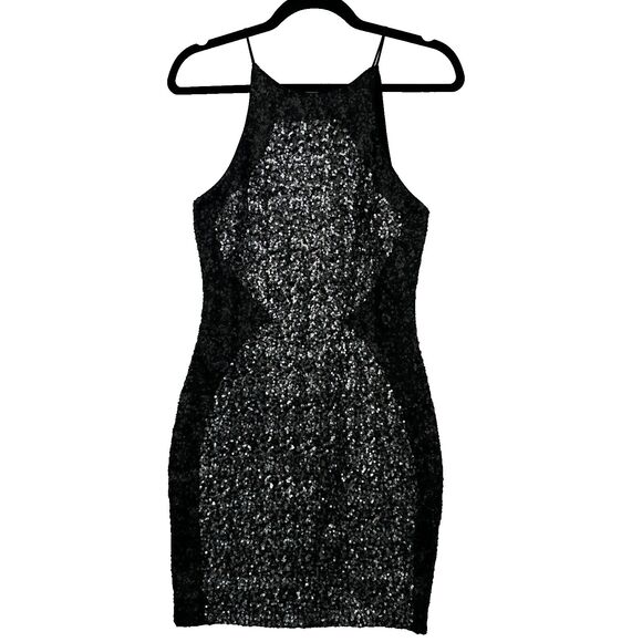 Dress the Population Womens Rowen Sequin Bodycon Cocktail Mini Dress Size M Glam - Picture 1 of 12